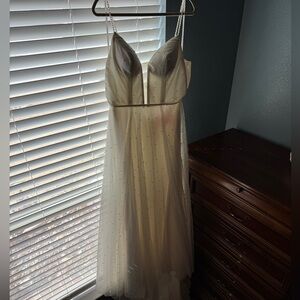 A-Line Tulle Wedding Dress with Pearl Adornments and Satin Lining